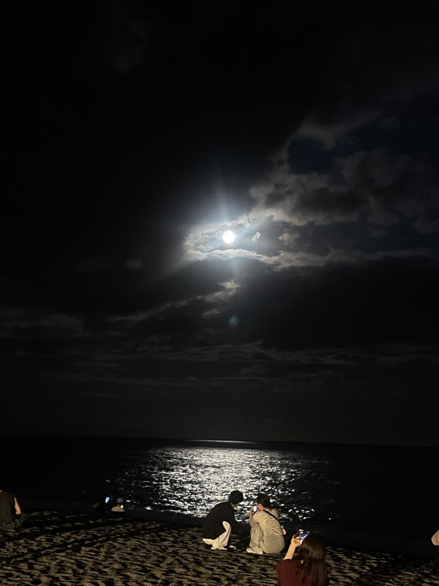 海面にのびる月の光